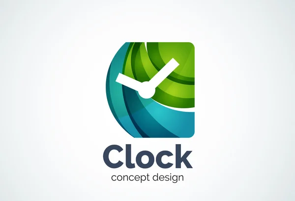 Plantilla de logotipo de reloj, concepto de negocio de gestión de tiempo — Vector de stock