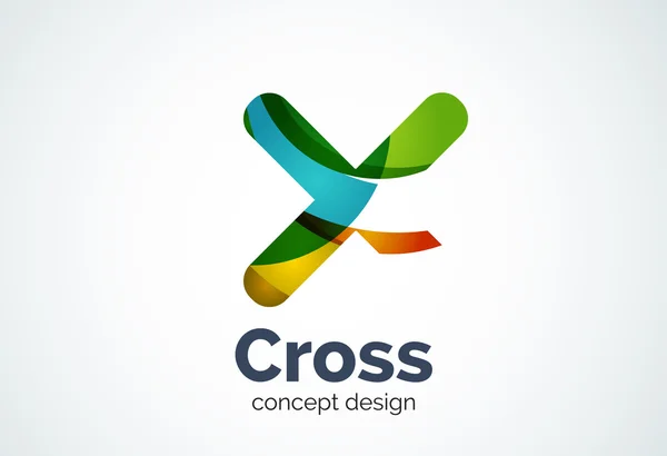 X cross logo sjabloon, gedraaide plus, medische of brief concept — Stockvector