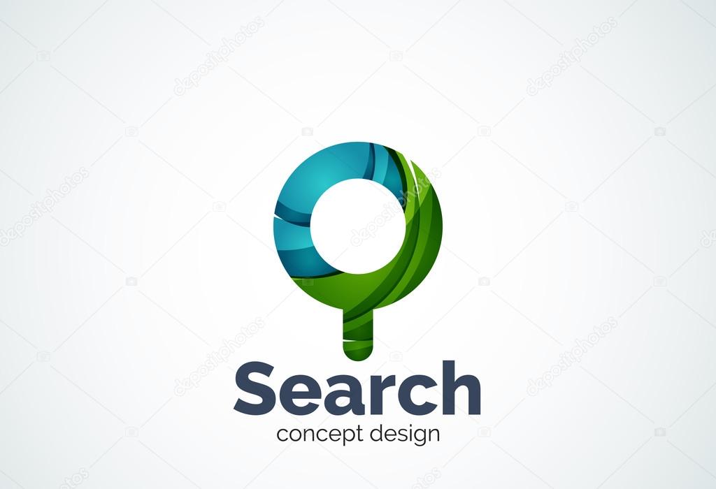 Magnifying glass logo template, abstract elegant business icon