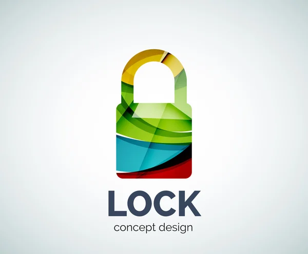 Logo de verrouillage icône de marque d'entreprise, créé avec des éléments de chevauchement de couleur — Image vectorielle
