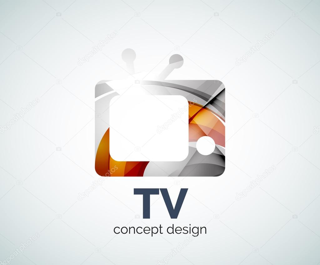TV logo template, abstract elegant glossy business icon