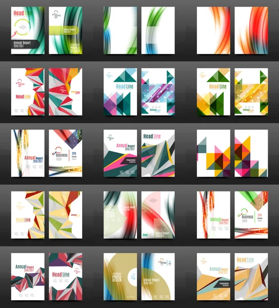 Mega collection of business annual report covers, A4 size — Stock Vector