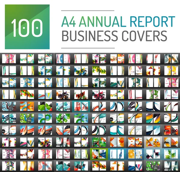 Mega collection of 100 business annual report brochure templates — Stock Vector