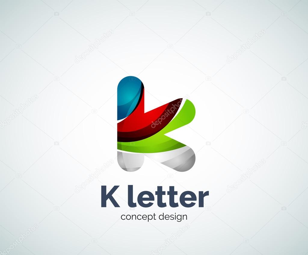 Vector k letter logo, abstract geometric logotype template, created with overlapping elements