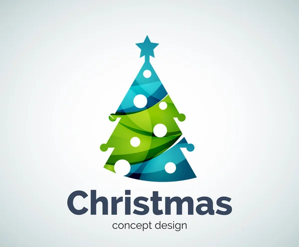 Vector Christmas or New Year tree logo template — Stock Vector