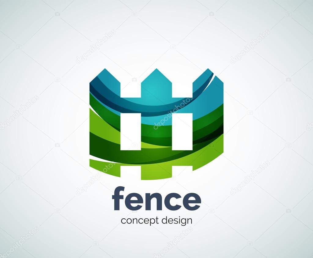 Vector house fence logo template, abstract business icon