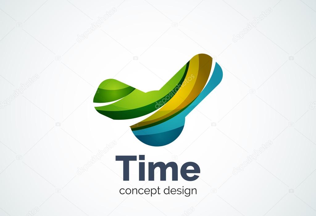 Clock logo template, time management business concept. Modern minimal design logotype created with geometric shapes - circles, overlapping elements