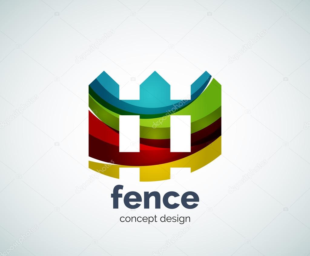 Vector house fence logo template, abstract business icon