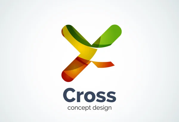 X croce modello logo, ruotato più, medico o lettera concetto — Vettoriale Stock