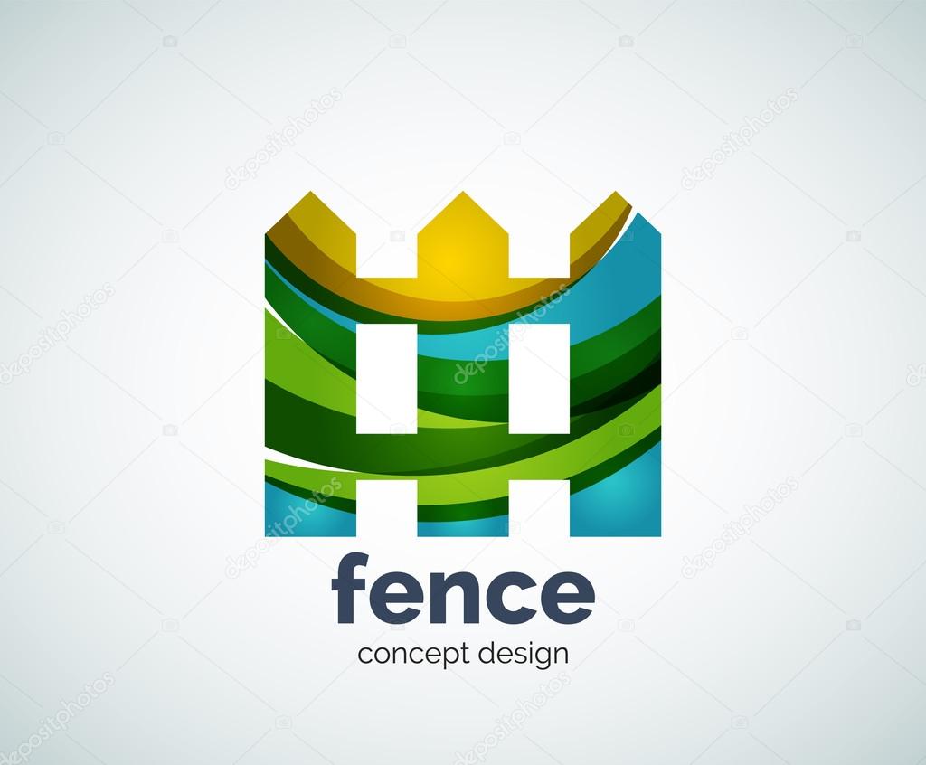 Vector house fence logo template, abstract business icon