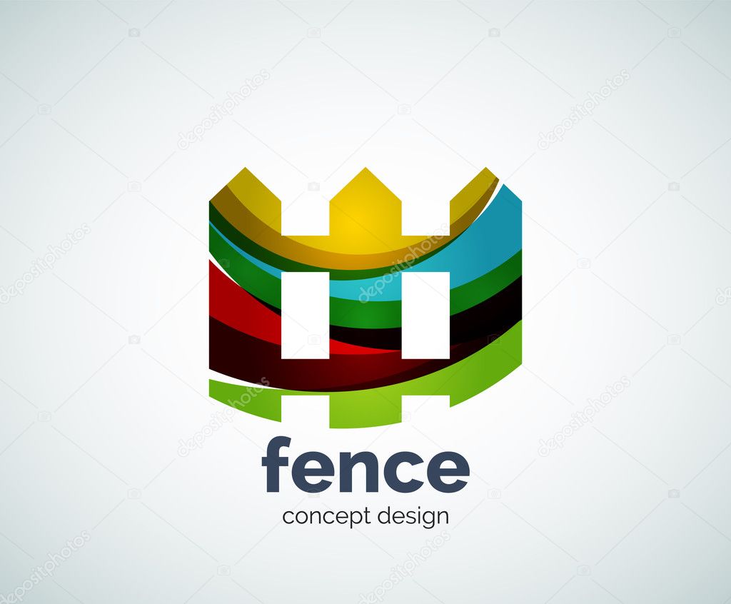 Vector house fence logo template, abstract business icon