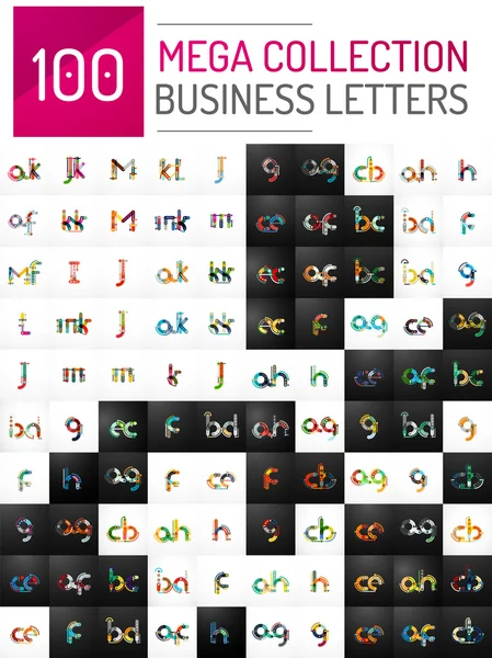 Mega collection of 100 vector initial letter logo icons — Stock Vector