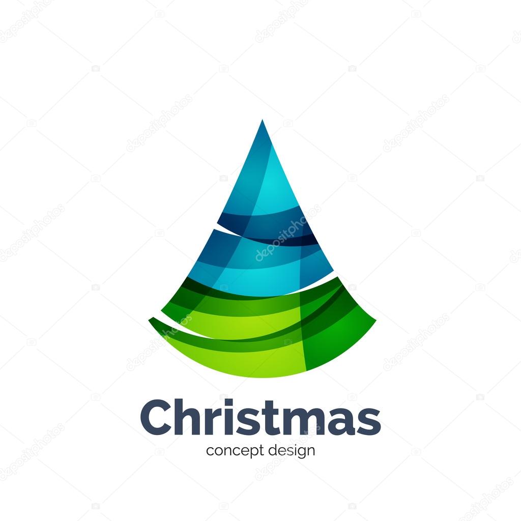 Vector abstract geometric Christmas tree icon. Vector New Year concept created with waves