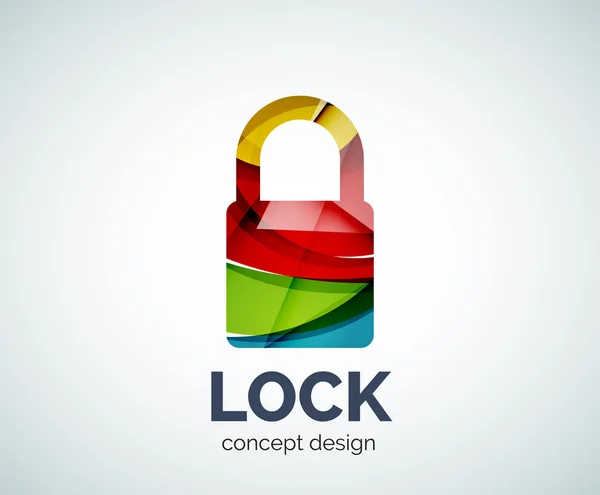 锁定标志企业品牌创建与颜色重叠的元素的图标 — 图库矢量图片