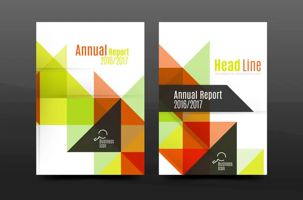 Kleurrijke geometrie ontwerp jaarlijkse verslag a4 dekking brochure sjabloon lay-out, tijdschrift, flyer of brochure boekje — Stockvector
