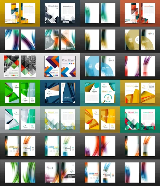 Mega collection of business annual report covers, A4 size — Stock Vector