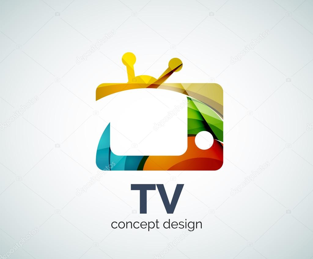 TV logo template, abstract elegant glossy business icon