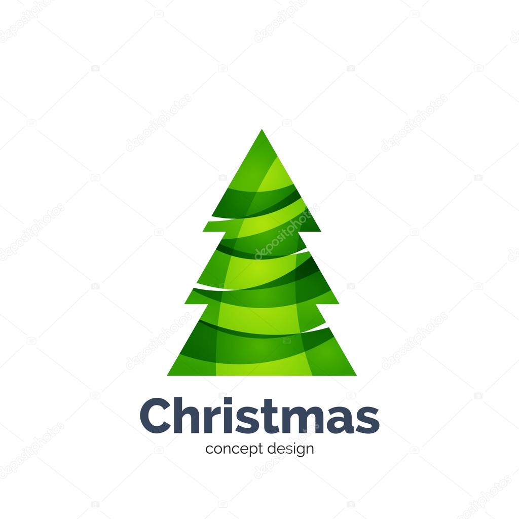 Vector abstract geometric Christmas tree icon. Vector New Year concept created with waves