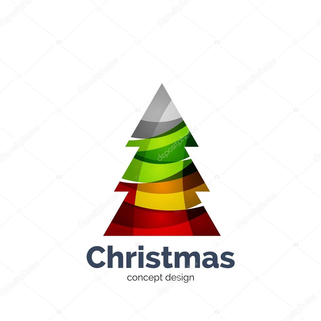 Vector abstract geometric Christmas tree icon. Vector New Year concept created with waves