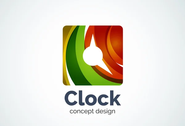 Plantilla de logotipo de reloj, concepto de negocio de gestión de tiempo — Vector de stock