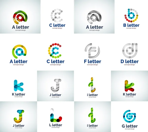 Vector set of abstract unusual web letter logo icons — Stock Vector