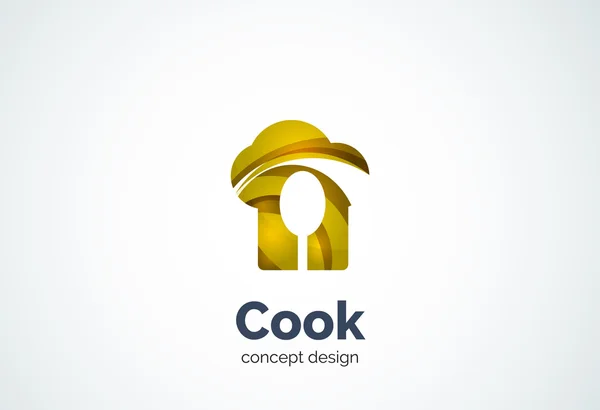 Sombrero de cocina con plantilla de logotipo cuchara, cocina concepto — Vector de stock