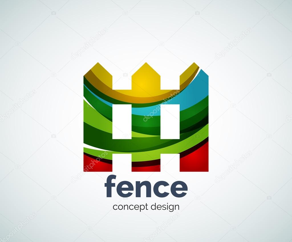 Vector house fence logo template, abstract business icon