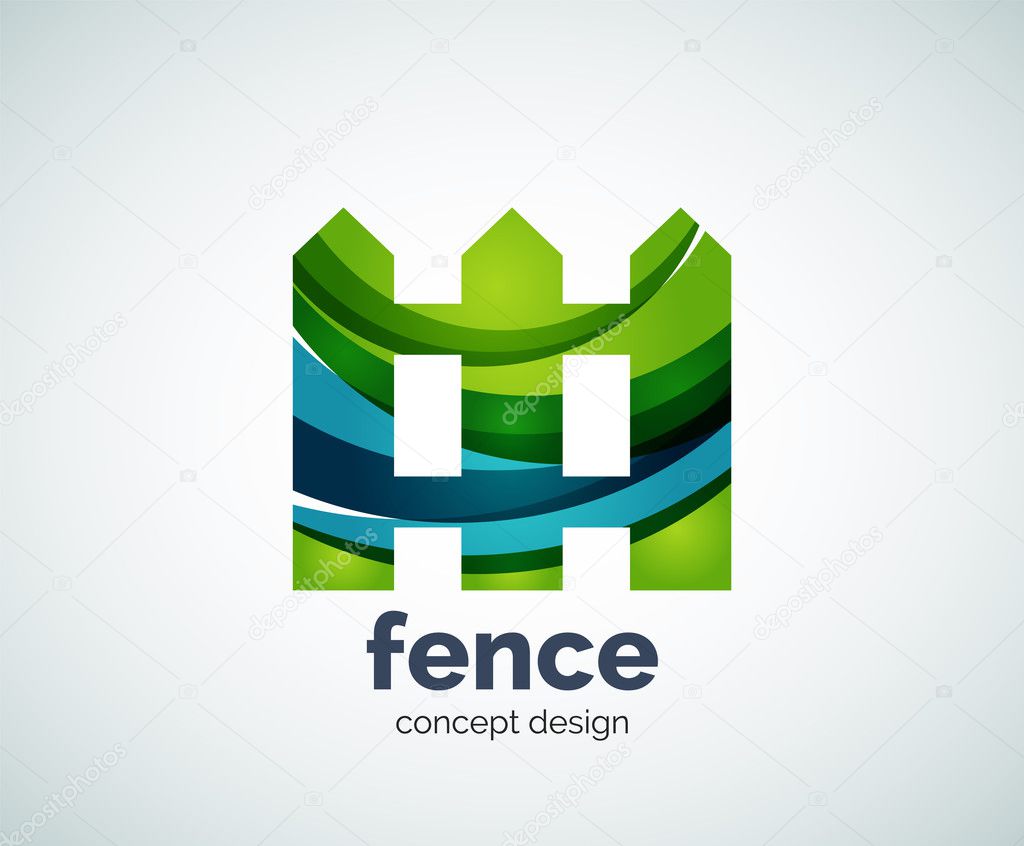 Vector house fence logo template, abstract business icon