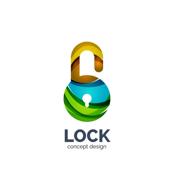 Vector creative abstract lock logo created with lines — Stock Vector