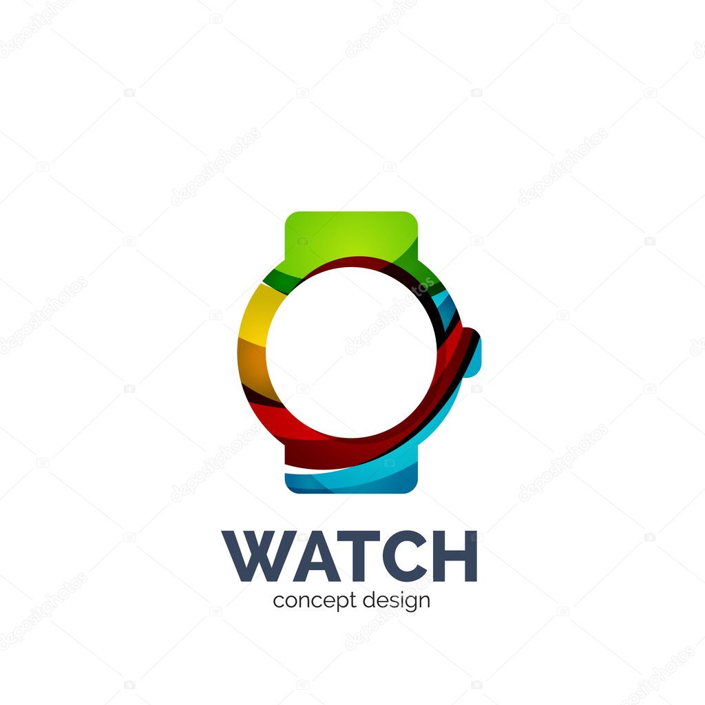 Vector watch logo template, elegant geometric design