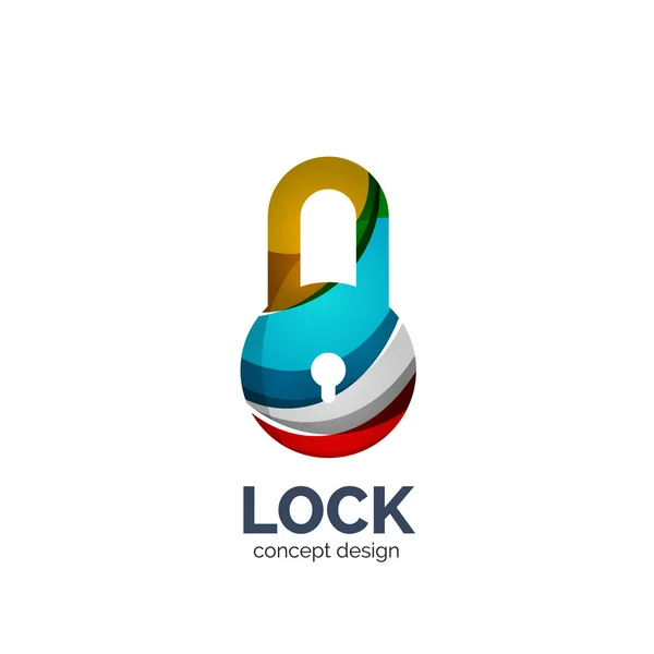 Vector creative abstract lock logo created with lines — Stock Vector