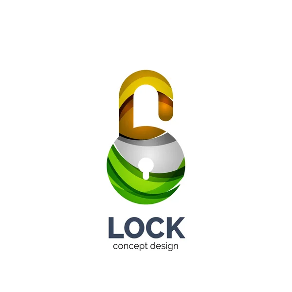 Vector creative abstract lock logo created with lines — Stock Vector