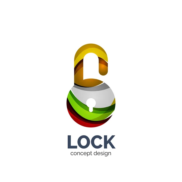 Vector creative abstract lock logo created with lines — Stock Vector