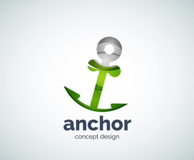 Vector ship anchor logo template vector