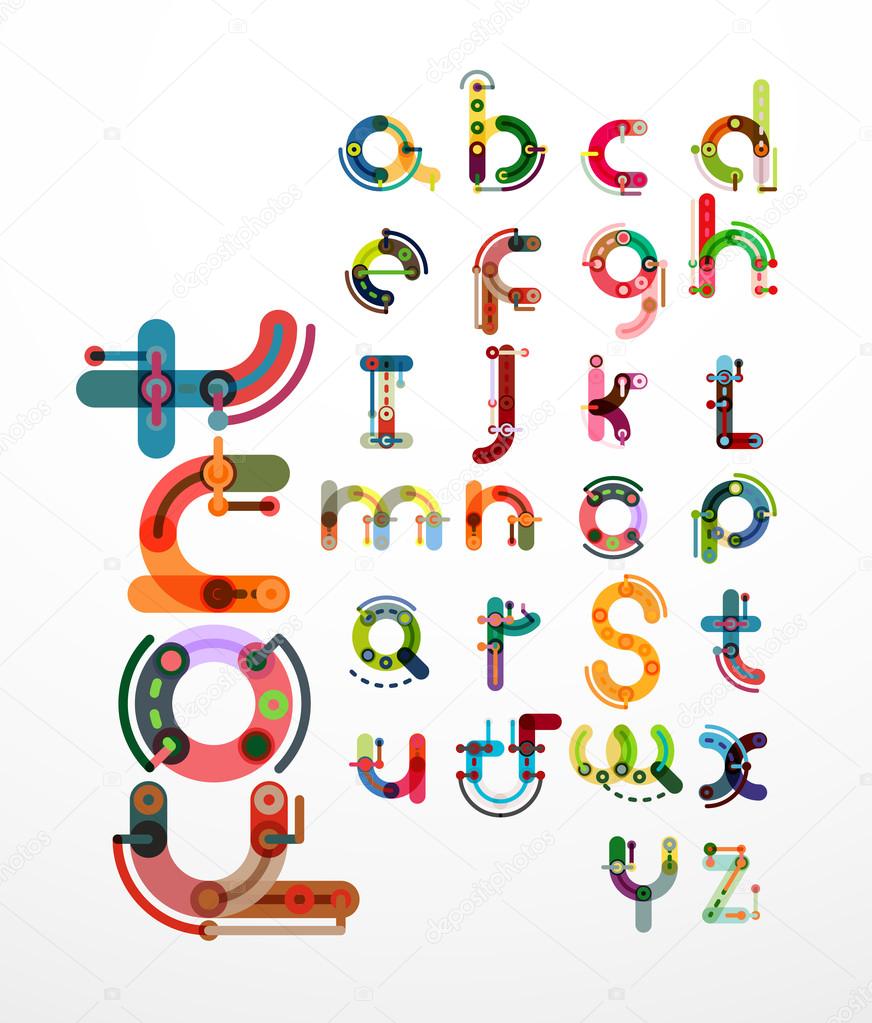 Linear design font, alphabet