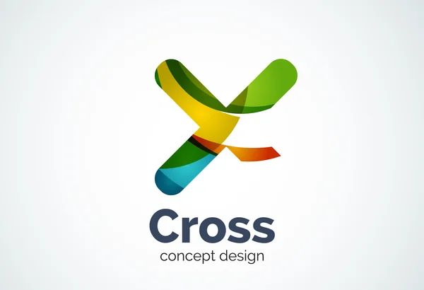 X croce modello logo, ruotato più, medico o lettera concetto — Vettoriale Stock