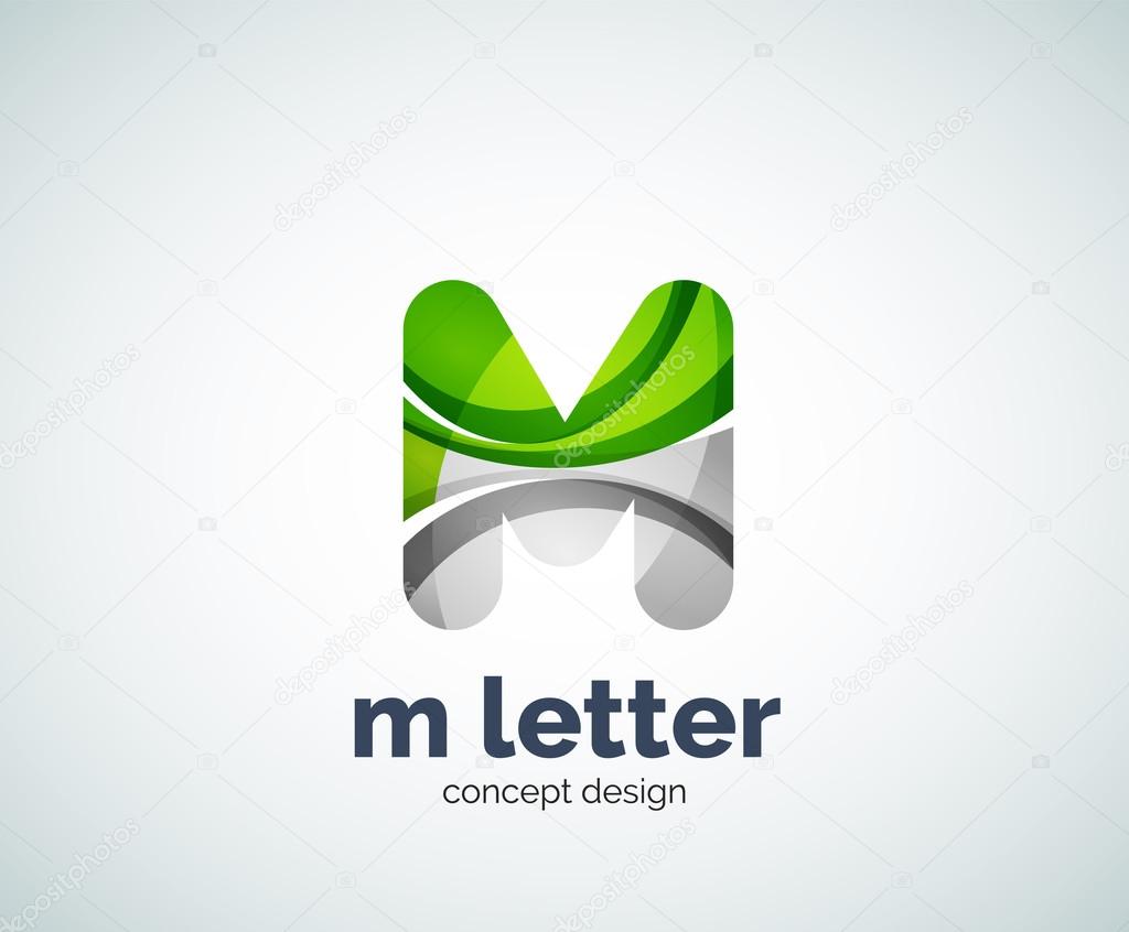 Vector m letter logo, abstract geometric logotype template, created with overlapping elements