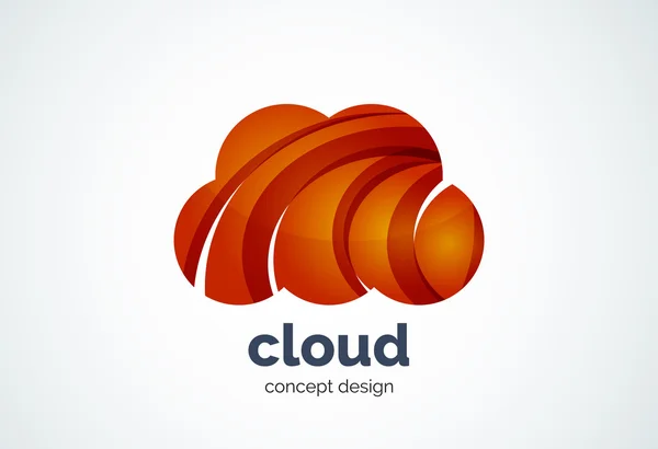 Modello di logo cloud, archiviazione remota del disco rigido o concetto meteo — Vettoriale Stock