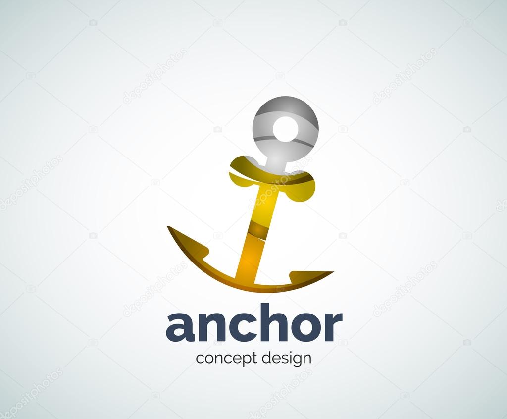 Vector ship anchor logo template, abstract business icon