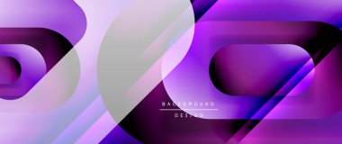 Çizgiler ve modern formlarla vektör geometrik arkaplan. Soyut yuvarlak şekiller, gölge ve ışık efektleri ile akışkan eğimli