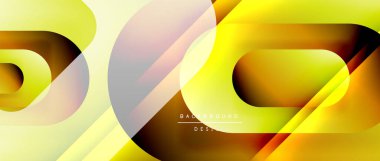 Çizgiler ve modern formlarla vektör geometrik arkaplan. Soyut yuvarlak şekiller, gölge ve ışık efektleri ile akışkan eğimli