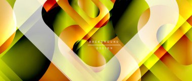 Çizgiler ve modern formlarla vektör geometrik arkaplan. Soyut yuvarlak şekiller, gölge ve ışık efektleri ile akışkan eğimli