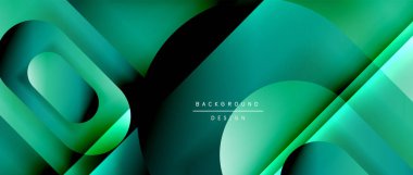 Çizgiler ve modern formlarla vektör geometrik arkaplan. Soyut yuvarlak şekiller, gölge ve ışık efektleri ile akışkan eğimli