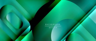 Çizgiler ve modern formlarla vektör geometrik arkaplan. Soyut yuvarlak şekiller, gölge ve ışık efektleri ile akışkan eğimli