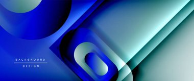 Çizgiler ve modern formlarla vektör geometrik arkaplan. Soyut yuvarlak şekiller, gölge ve ışık efektleri ile akışkan eğimli