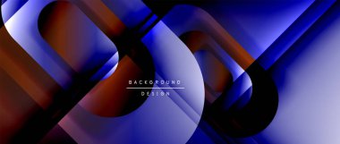 Çizgiler ve modern formlarla vektör geometrik arkaplan. Soyut yuvarlak şekiller, gölge ve ışık efektleri ile akışkan eğimli