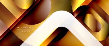 Çizgiler ve modern formlarla vektör geometrik arkaplan. Soyut yuvarlak şekiller, gölge ve ışık efektleri ile akışkan eğimli