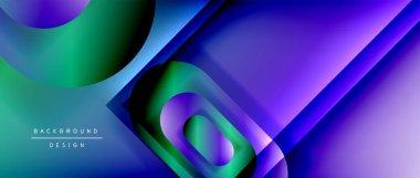 Çizgiler ve modern formlarla vektör geometrik arkaplan. Soyut yuvarlak şekiller, gölge ve ışık efektleri ile akışkan eğimli