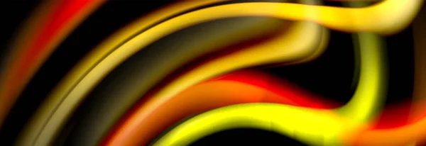 Dynamische beweging abstracte achtergrond. Kleur wazig strepen op zwart. Zwaai met vloeibare lijnen poster. Vectorillustratie — Stockvector