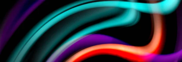 Mișcarea dinamică fundal abstract. Dungi colorate neclare pe negru. Valuri de linii lichide poster. Ilustrație vectorială — Vector de stoc